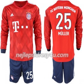 Fotbalový Dres FC Bayern Mnichov Müller 25 Dětské Domácí 2018/19 Dlouhý Rukáv